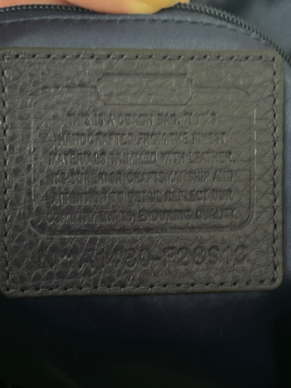 Coach Canvas + Navy Leather Drawstring Shoulder Bucket Bag Silver Hardware EUC - Picture 5 of 13